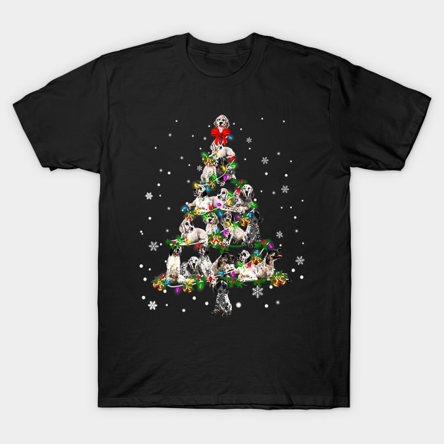 Cute english setter dog christmas tree gift decor xmas tree T-Shirt by Tianna Bahringer